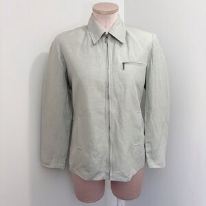 Classiques Entier Silk and Linen Jacket Size XS Sage Green Zip Up Quiet Luxury